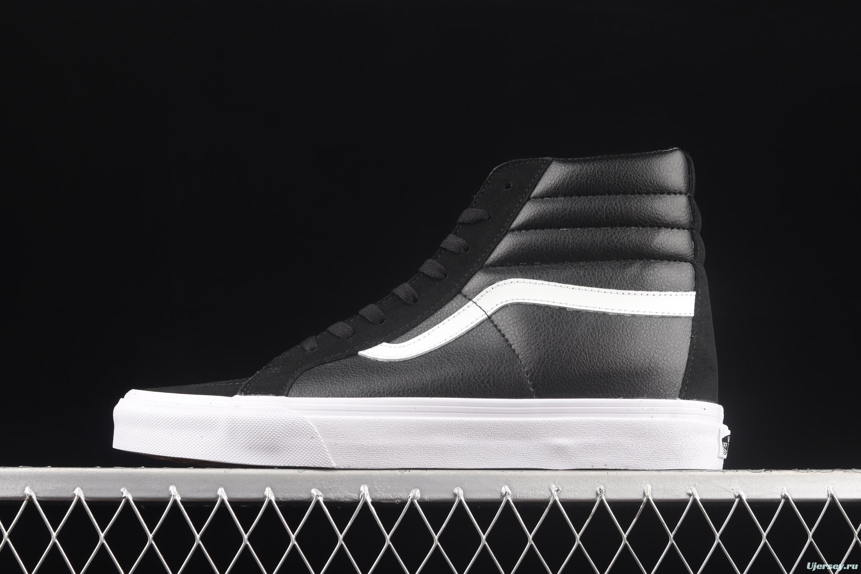 Vans Sk8-Hi black and white leather high-top casual board shoes VN0A4U3DNA0