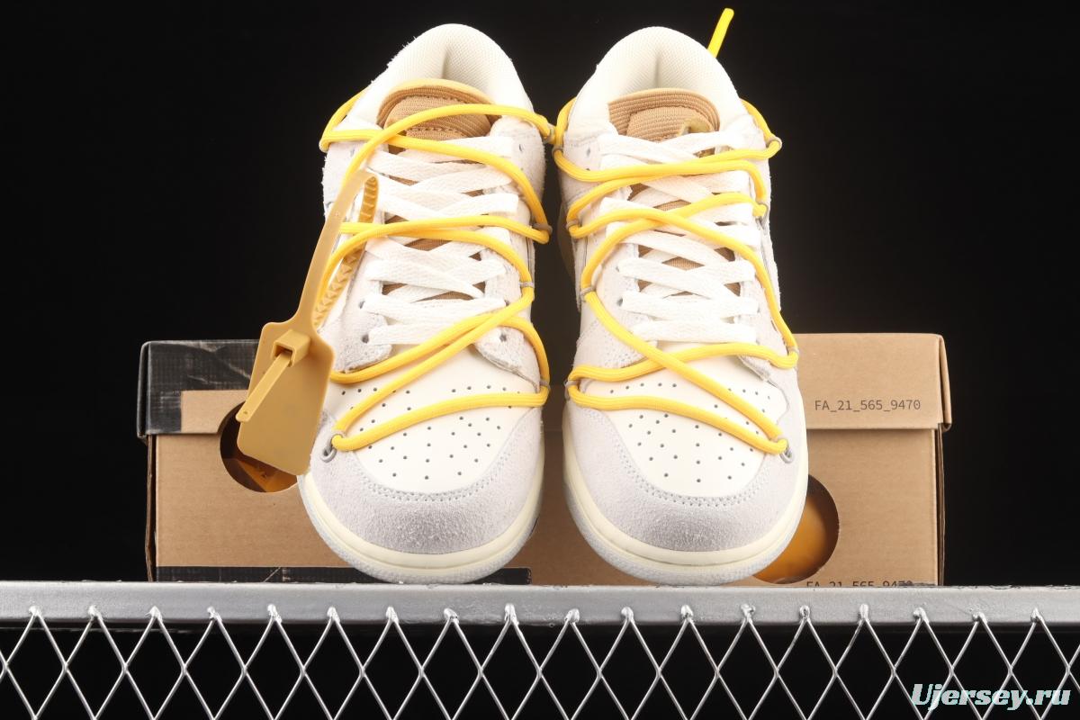 OFF-White x NIKE DUNK Low OW white gray leisure sports skateboard shoes DJ0950-109