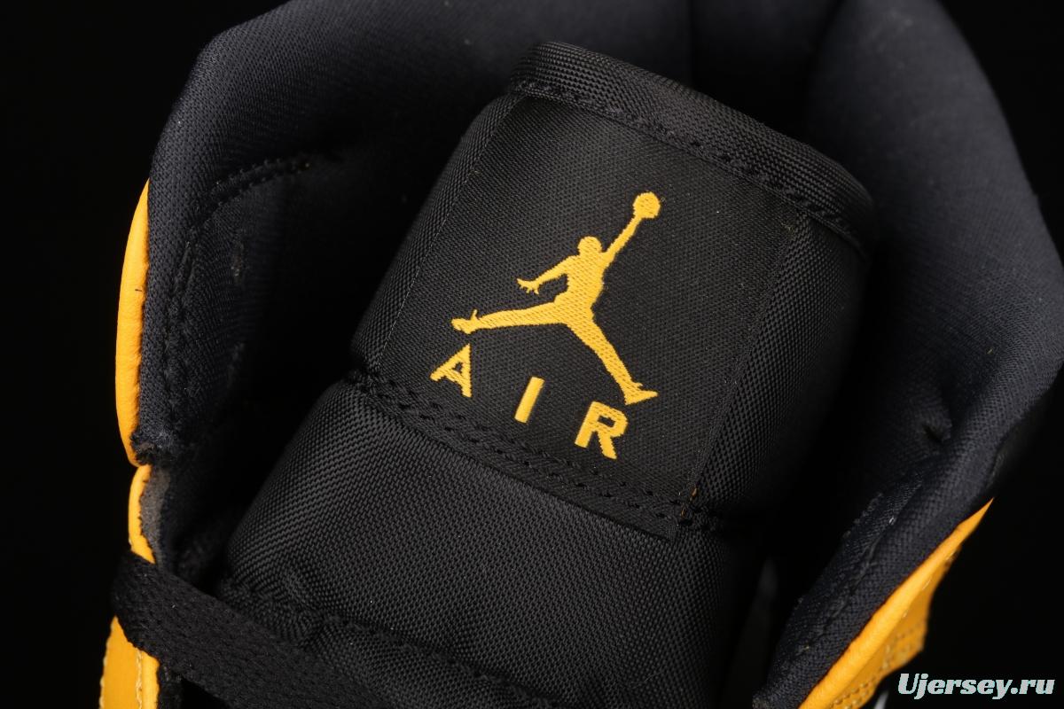 Air Jordan 1 Mid White and Yellow Zhongbang Basketball shoes 554724-170