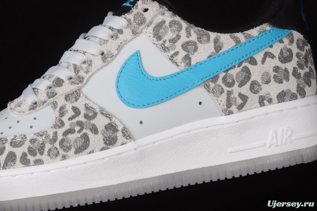 NIKE Air Force 1 Low Leopard gray, white and blue leopard print low-top casual board shoes DDJ6192-001