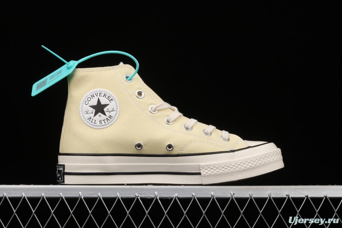 Converse 70s spring new color environmental protection cream yellow high top leisure board shoes 170795C