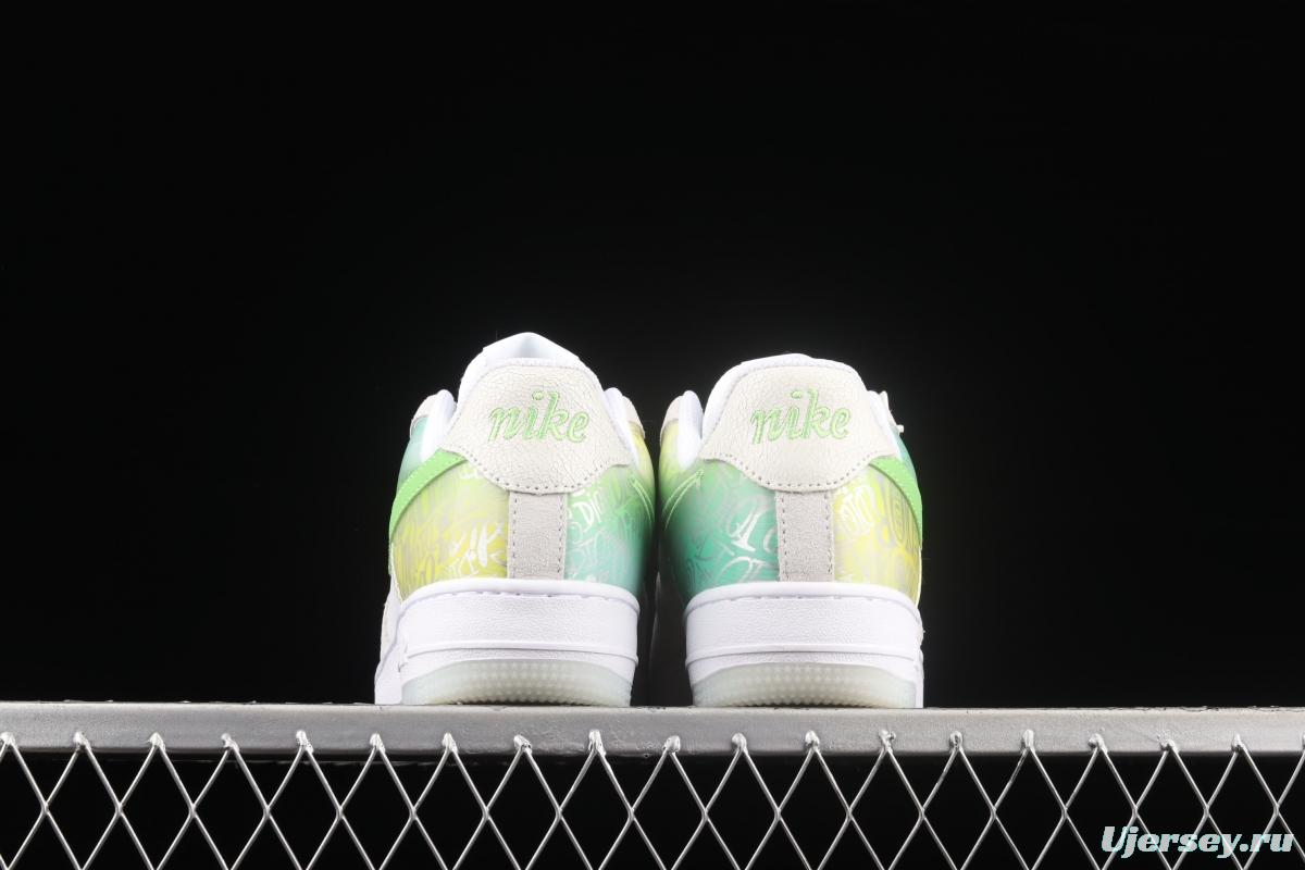 NIKE Air Force 1x 07 ESS video game 3D Apple green low-top casual board shoes DA8302-555