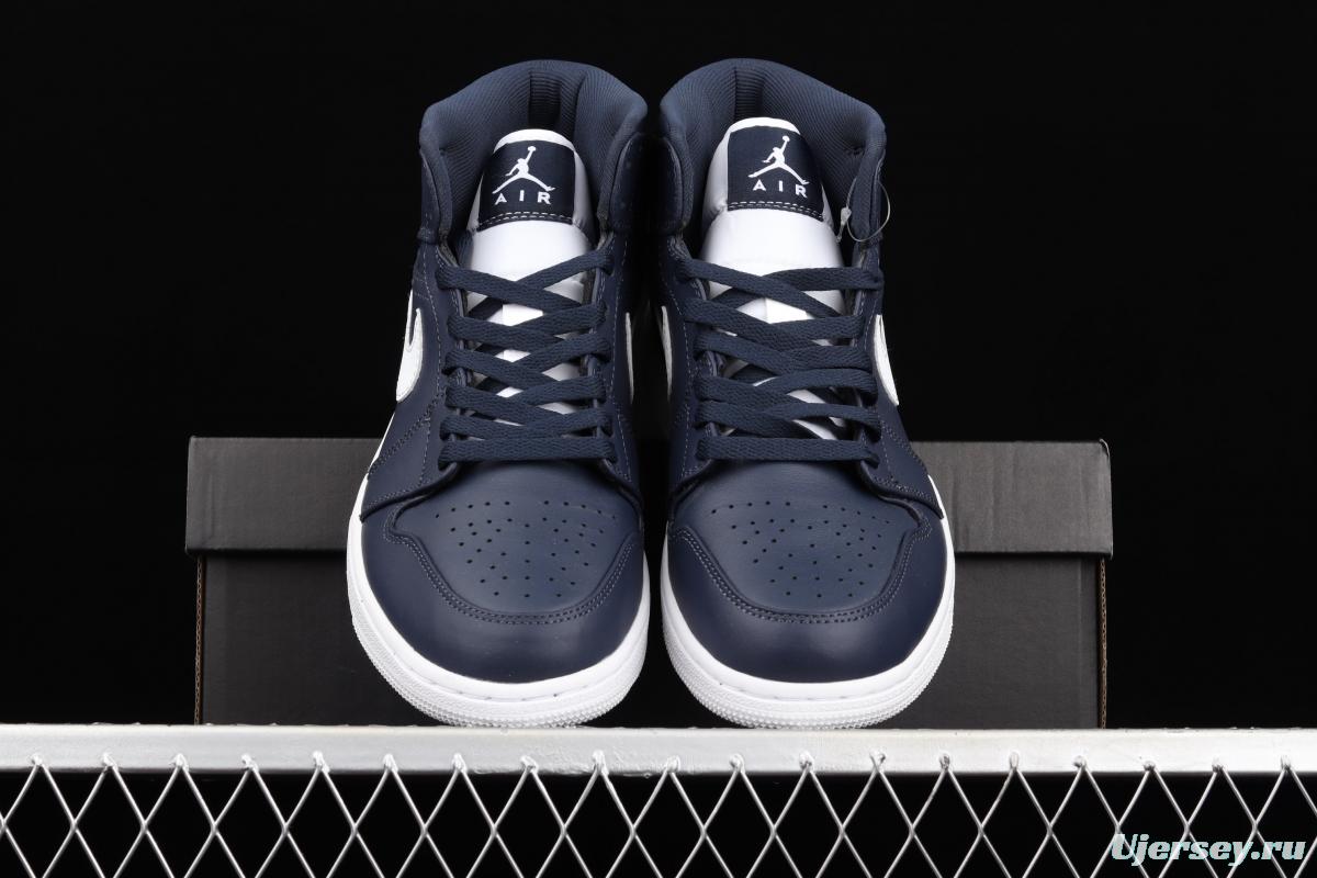 Air Jordan 1 Mid SE dark blue Zhongbang basketball shoes 554724-402