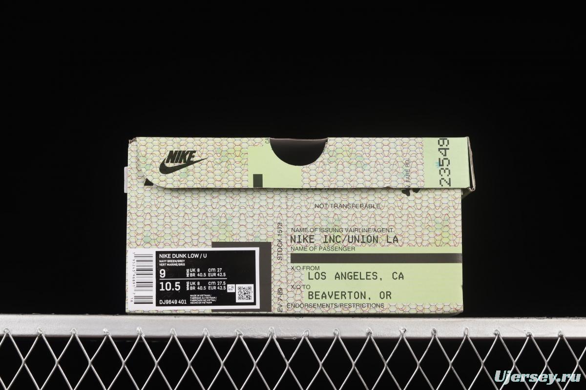 Unlon x NIKE SB DUNK Low co-branded dark blue and green SB buckled backboard fashion casual sneakers DJ9649-401