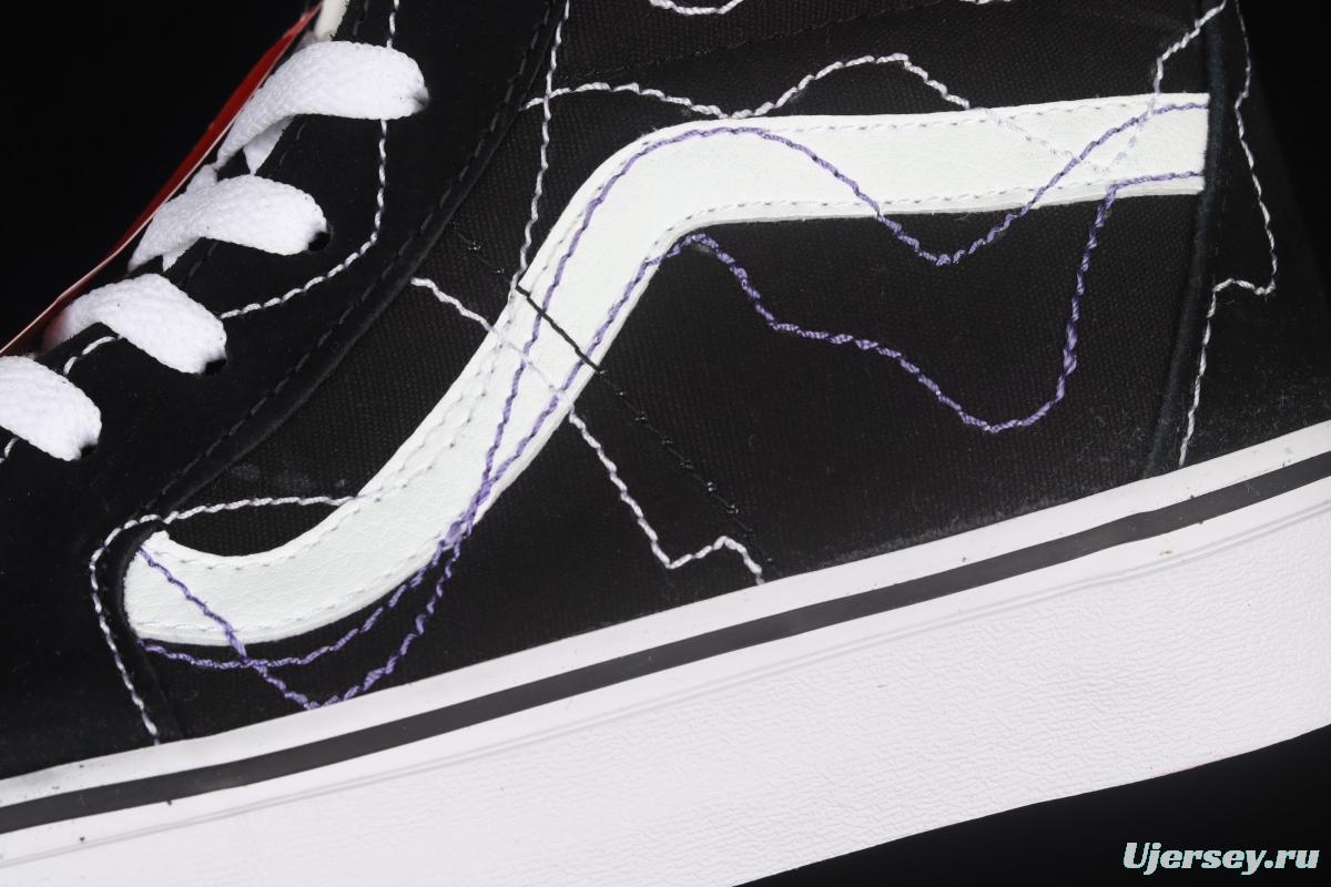 Vans Sk8-Hi joint line design black classic high-top casual board shoes VN0A4RWY2WT