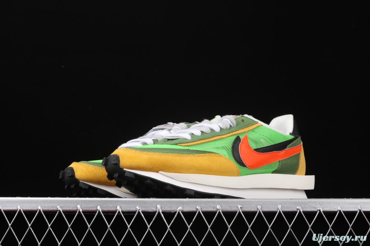 Sacai x NIKE LVD Waffle Daybreak co-signed catwalk style net gauze leather splicing double hook Swoosh running shoes BV0073-300