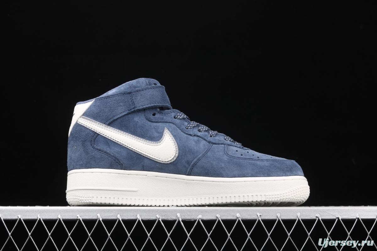 NIKE Air Force 1' 07 Mid dark blue suede 3M reflective casual board shoes AA1118-007