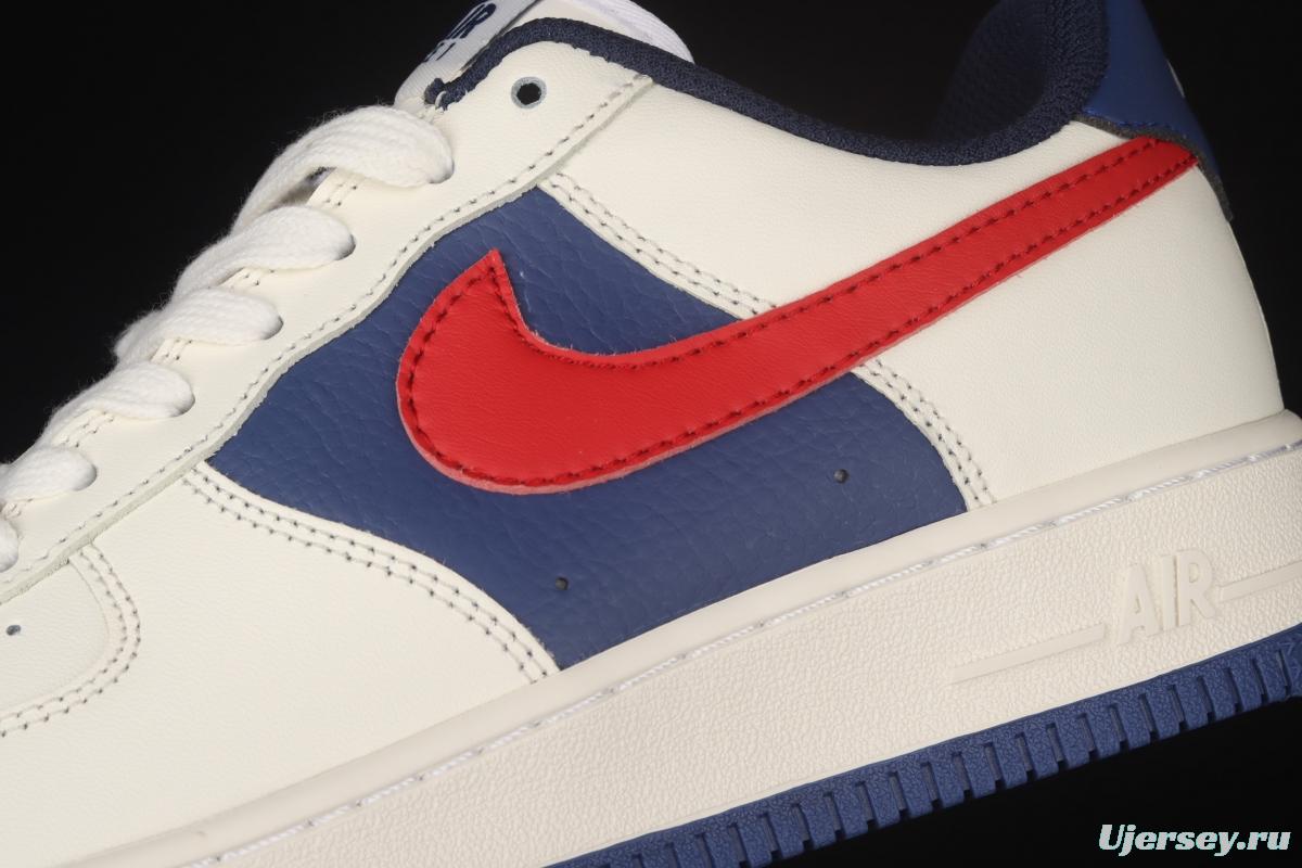 NIKE Air Force 1x07 Low white, blue and red stitching low-top casual board shoes CW2288-901