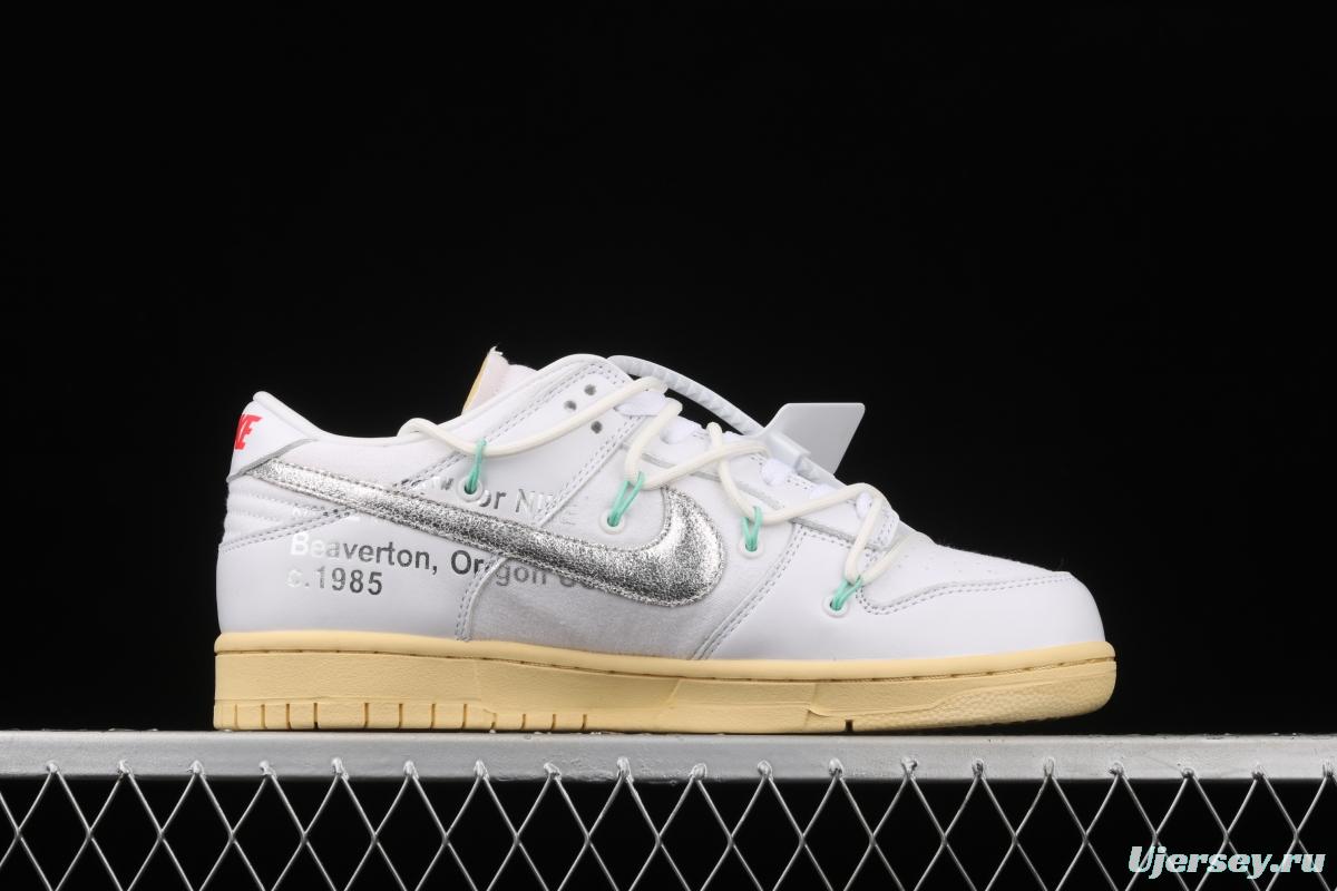 OFF-White x NIKE DUNK Low 04 of 50 OW white gray leisure sports skateboard shoes DM1602-127,