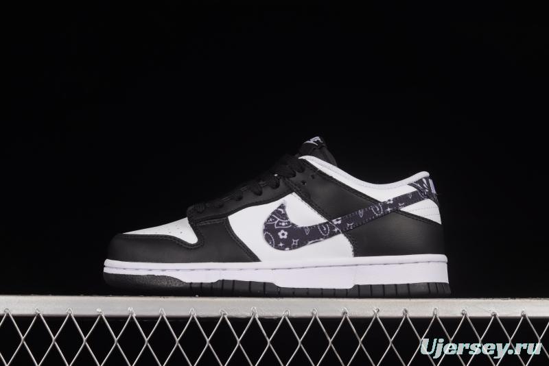 NIKE SB DUNK Low Black Paisley Black and White Panda Cashew Flower SB Buckle Shredded Backboard Fashion Casual Sneakers DH4401-100