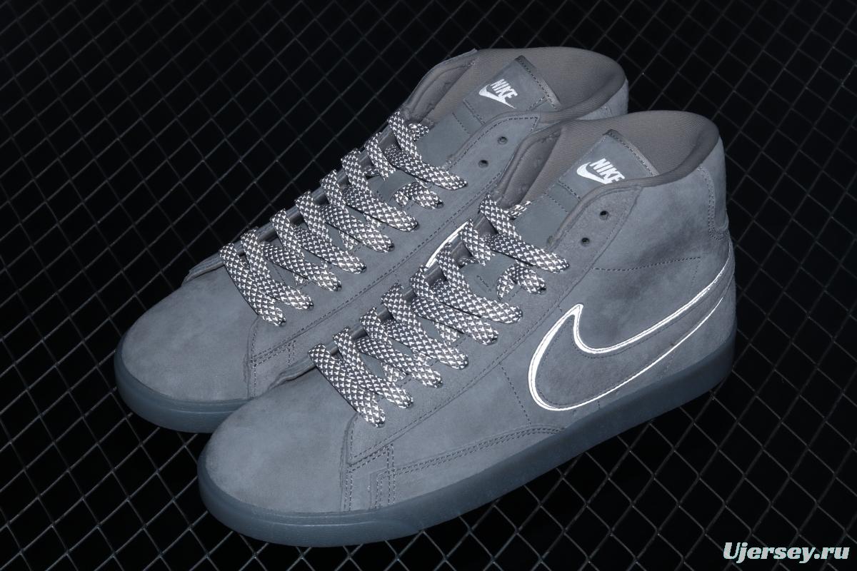 Reigning Champ x NIKE Blazer Mid Retro defending champion joint top suede 3M reflective high-top board shoes AV9375-005