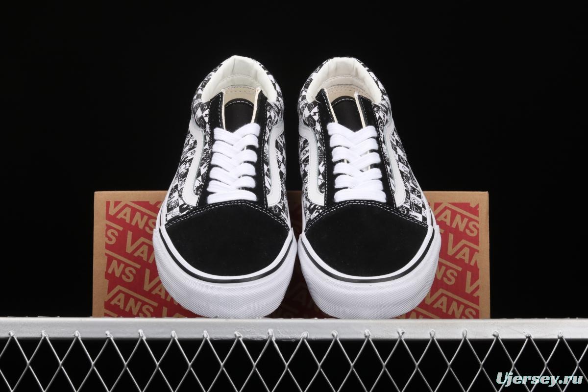 Vans Old Skool Vance black and white graffiti printed low upper canvas board shoes VN000D3HY28