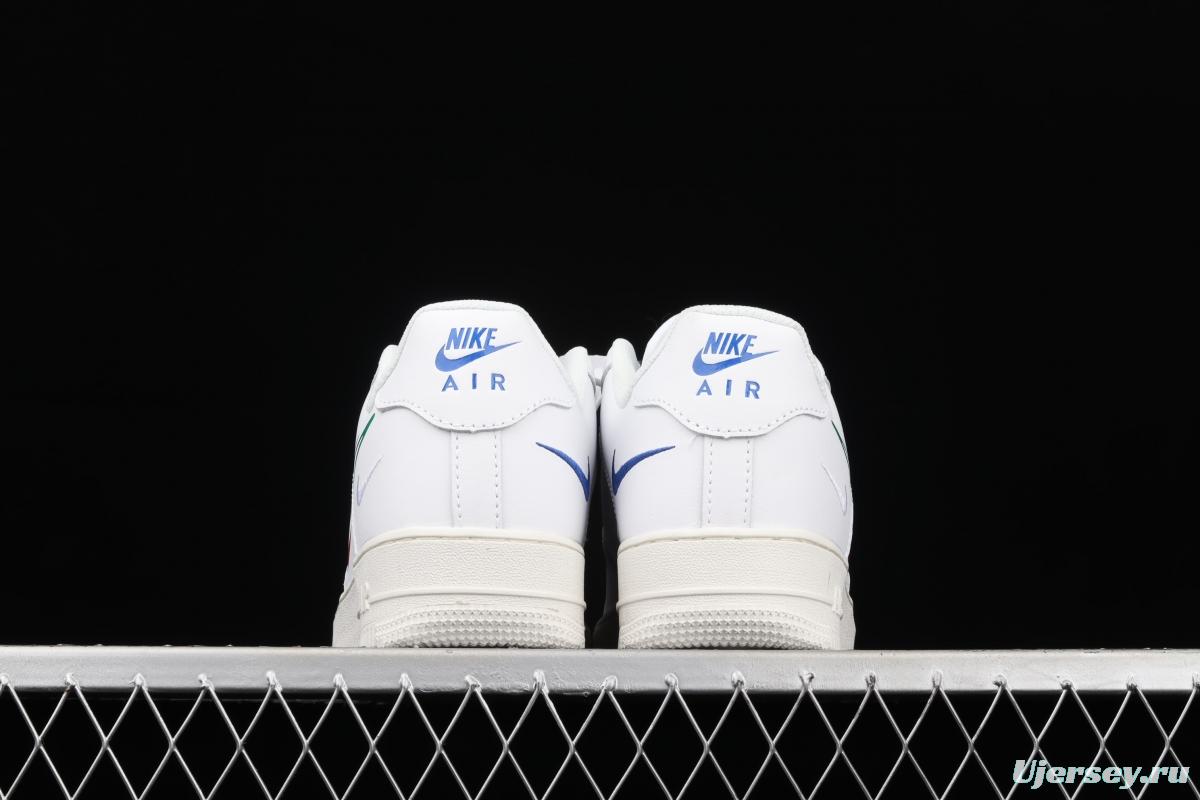 NIKE Air Force 1 Low Multi Swoosh all-white colorful low-top casual board shoes DM9096-101