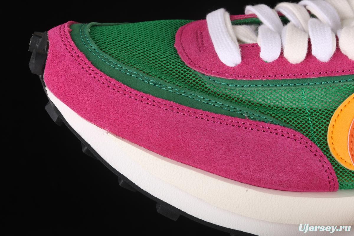 Sacai x NIKE LVD Waffle Daybreak co-signed catwalk style net gauze leather splicing double hook Swoosh running shoes BV0073-301