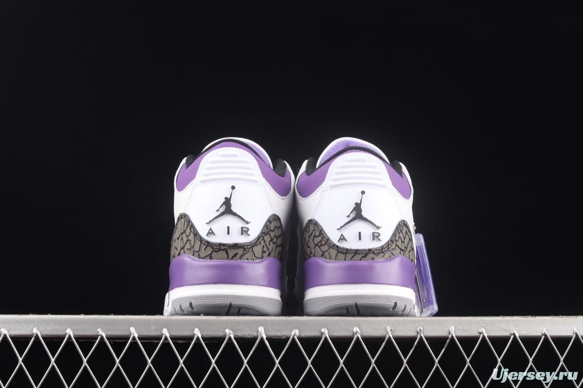 Air Jordan Retro Dark Iris AJ3 Joe 3 White and Purple cement CT8532-105