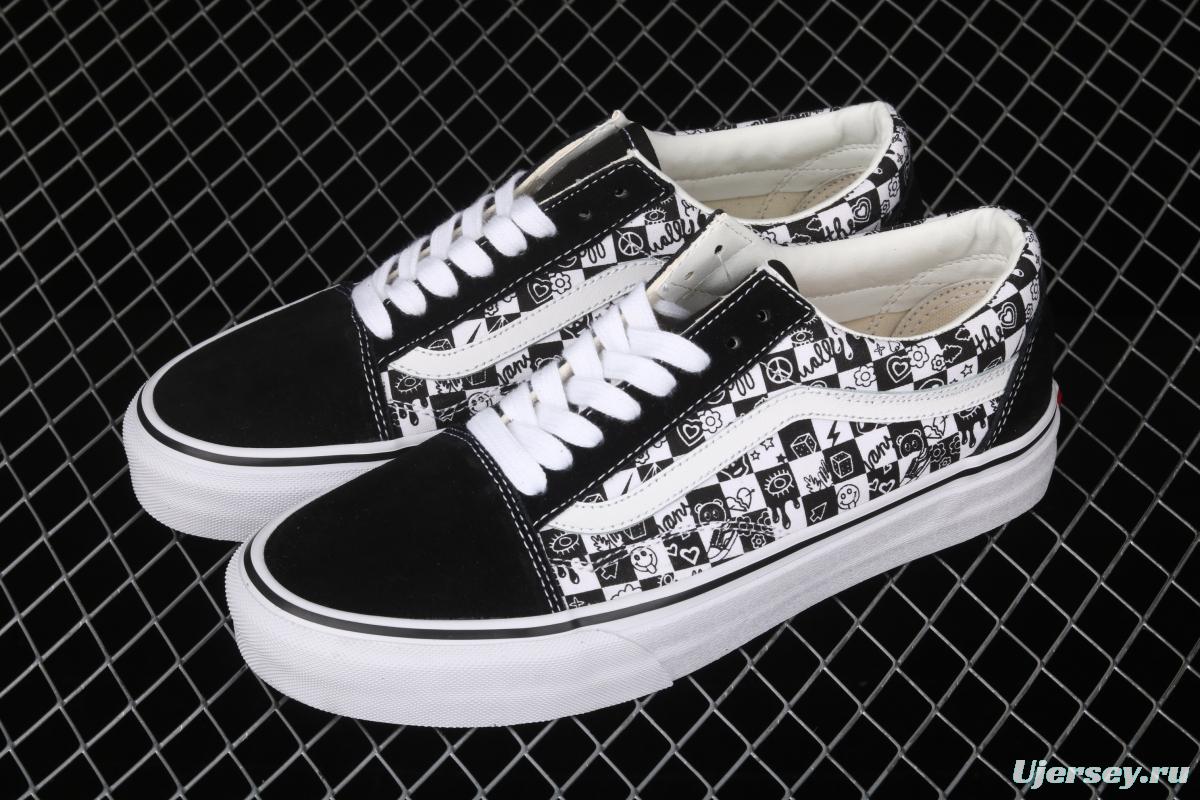 Vans Old Skool Vance black and white graffiti printed low upper canvas board shoes VN000D3HY28