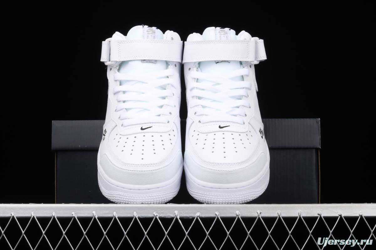 NIKE Air Force 1 Mid Premium ShAdidasow grey all-white side Logo3M reflective board shoes CV3039-108