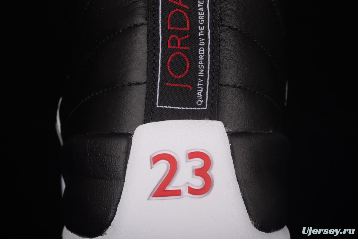 Air Jordan 12 Reverse Taxi 2 2 black and white silver buckle head genuine carbon basketball shoes 130690-001