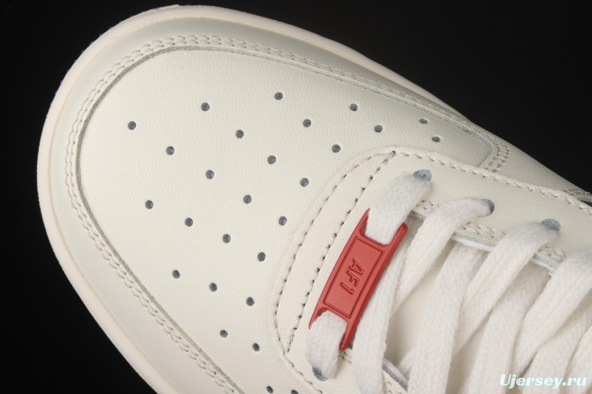 NIKE Air Force 1x07 Low white, blue and red stitching low-top casual board shoes CW2288-901