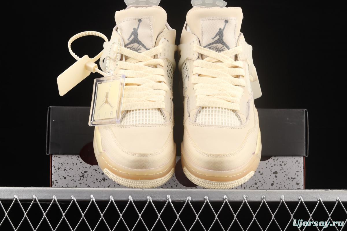 OFF-White x Air Jordan 4 Retro Cream/Sail help retro leisure sports culture basketball shoes CV9388-100