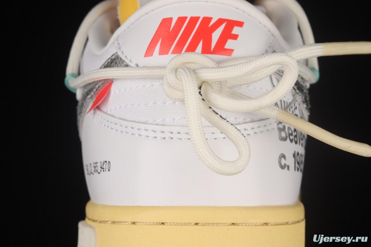 OFF-White x NIKE DUNK Low OW white and gray leisure sports skateboard shoes DM1602-127,