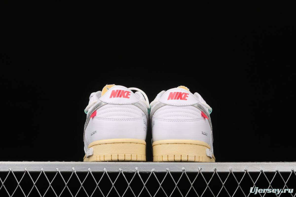 OFF-White x NIKE DUNK Low 04 of 50 OW white gray leisure sports skateboard shoes DM1602-127,