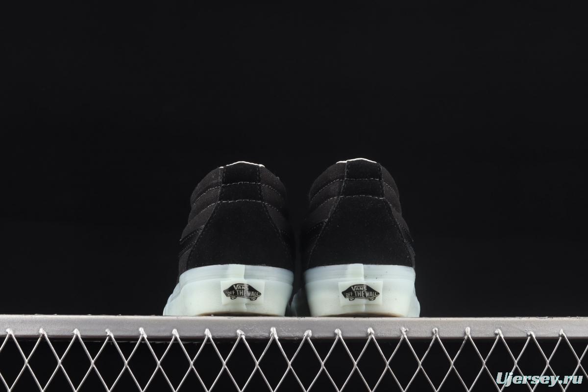 Vans Sk8-Mid 's new cool-feeling transparent glass glue black Zhongbang board shoes VN0A3WM3ABC