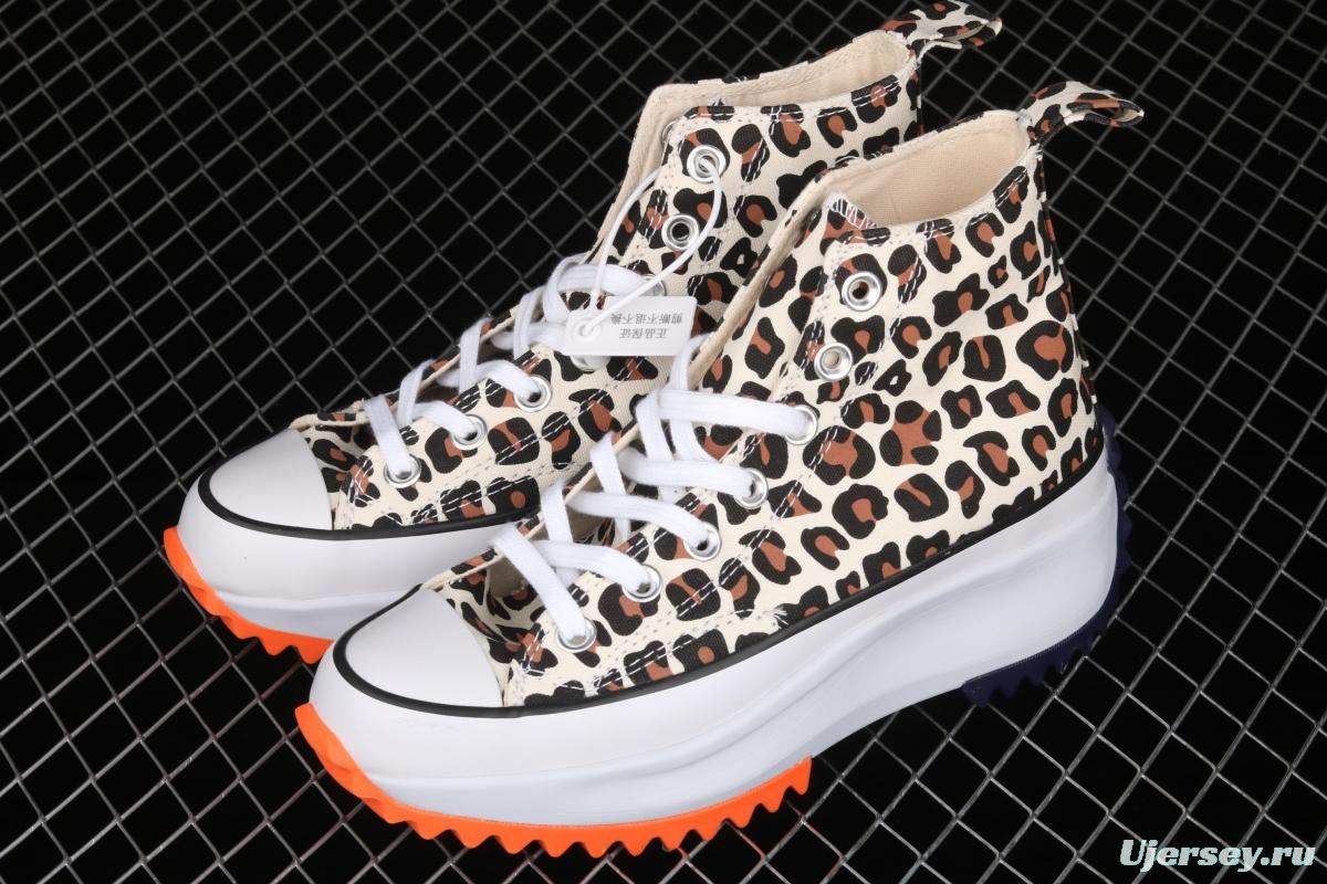 JW Anderson x Converse Run Star Hike white leopard pattern heightened casual board shoes 166862C