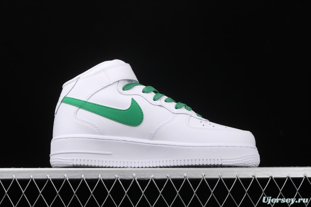 NIKE Air Force 1x07 Mid white and green 3M reflective medium-top casual board shoes 366731-909