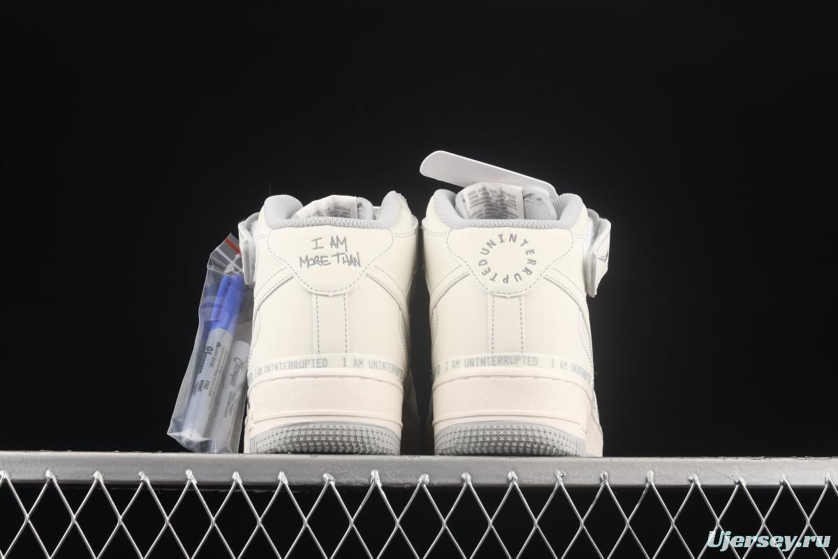 NIKE Air Force 1x 07 Mid x Uniterrupted James co-signed graffiti 3M reflective medium side leisure sports board shoes NU3380-636