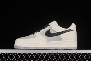 NIKE Air Force 1'07 Low gray and black color matching white, blue and red low-top casual sneakers TQ9685-785