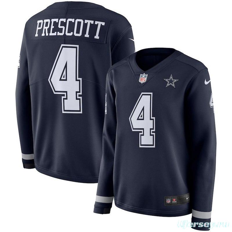 Women's Dak Prescott Black Therma Long Sleeve Player Limited Team Jersey