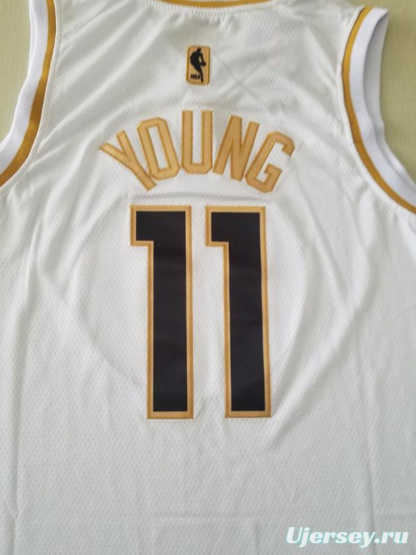 Trae Young 11 White Golden Edition Jersey