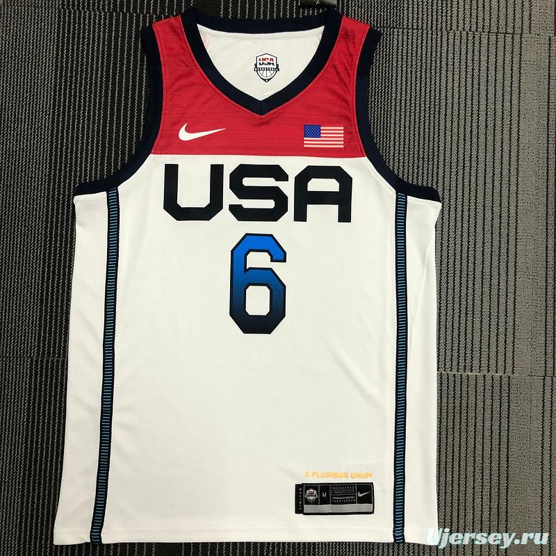 Thai Version Men's Damian Lillard White USA Basketball Player Jersey