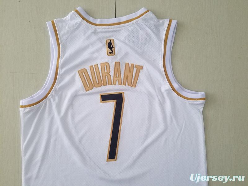 Kevin Durant 7 White Golden Edition Jersey