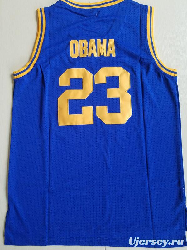 EJ Barack Obama 23 Punahou High Blue Basketbal Jersey