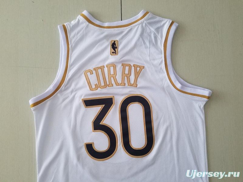 Stephen Curry 30 White Golden Edition Jersey