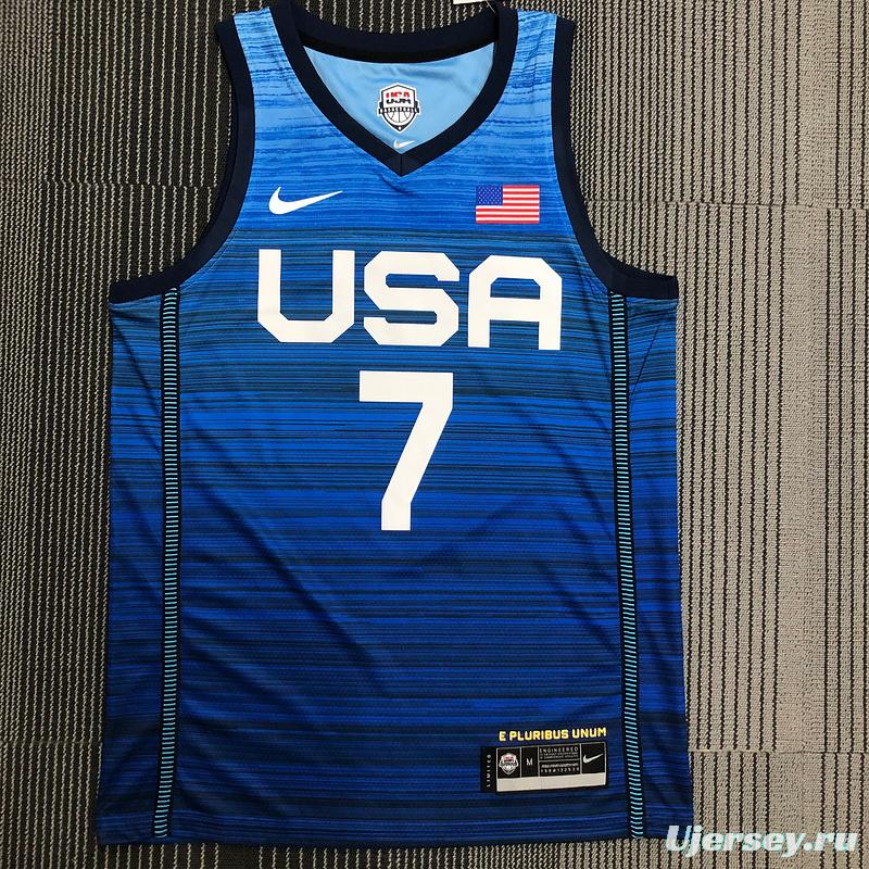 Thai Version Men's Kevin Durant Navy USA Basketball Player Jersey