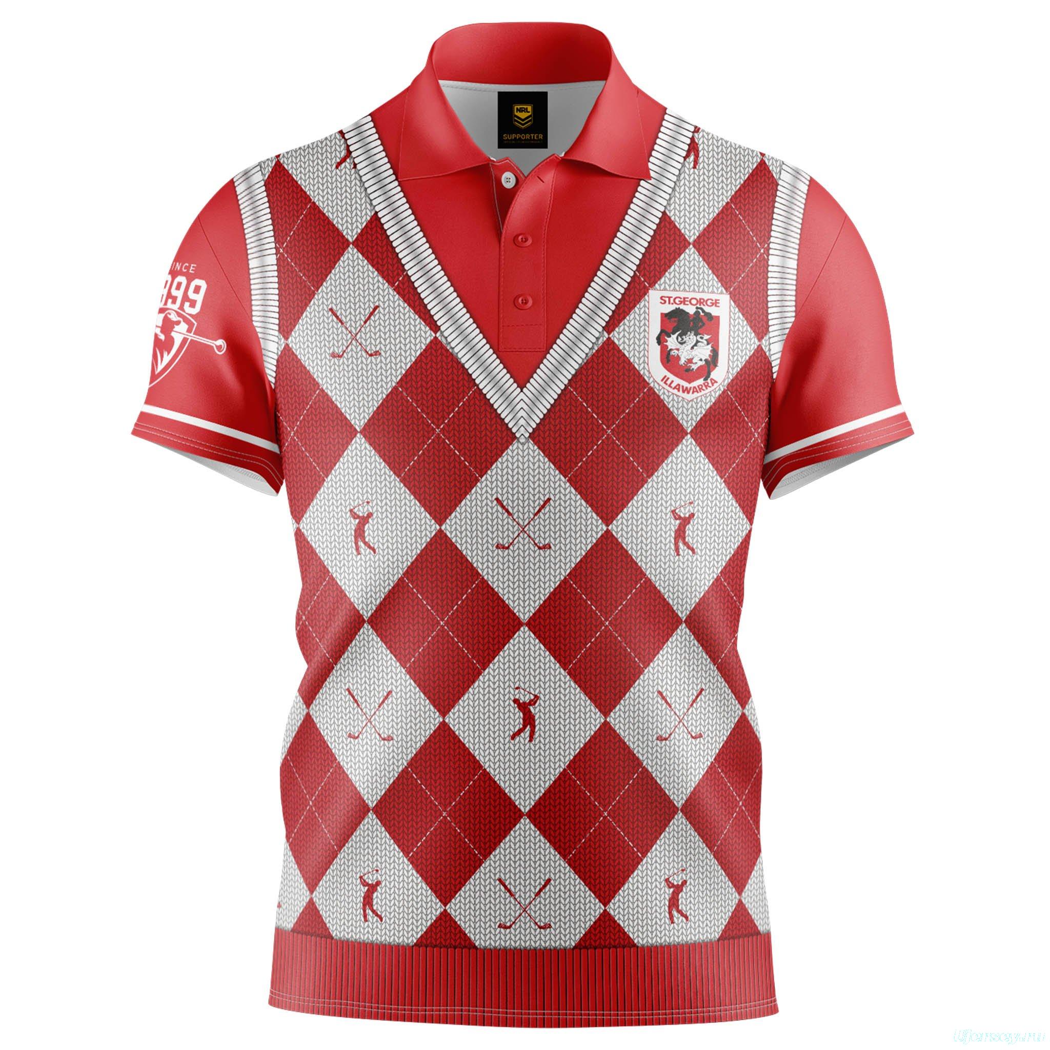 St George Illawarra Dragons 2021 Men's Fairway Golf Polo Shirts