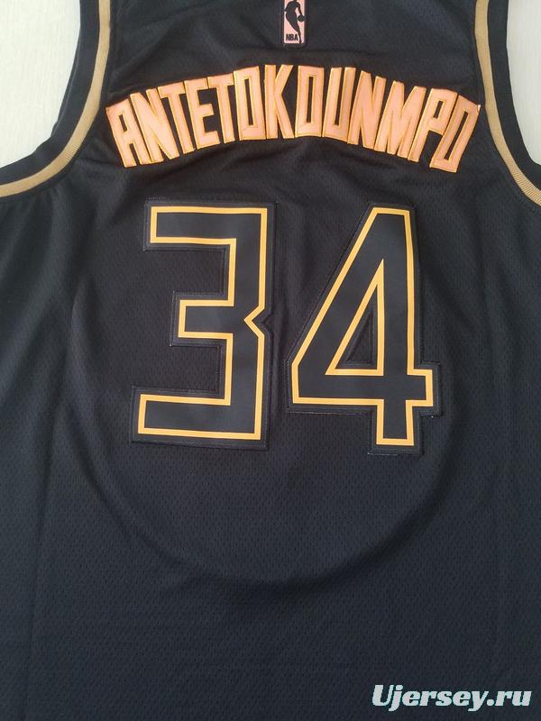 Giannis Antetokounmpo 34 Black Golden Edition Jersey