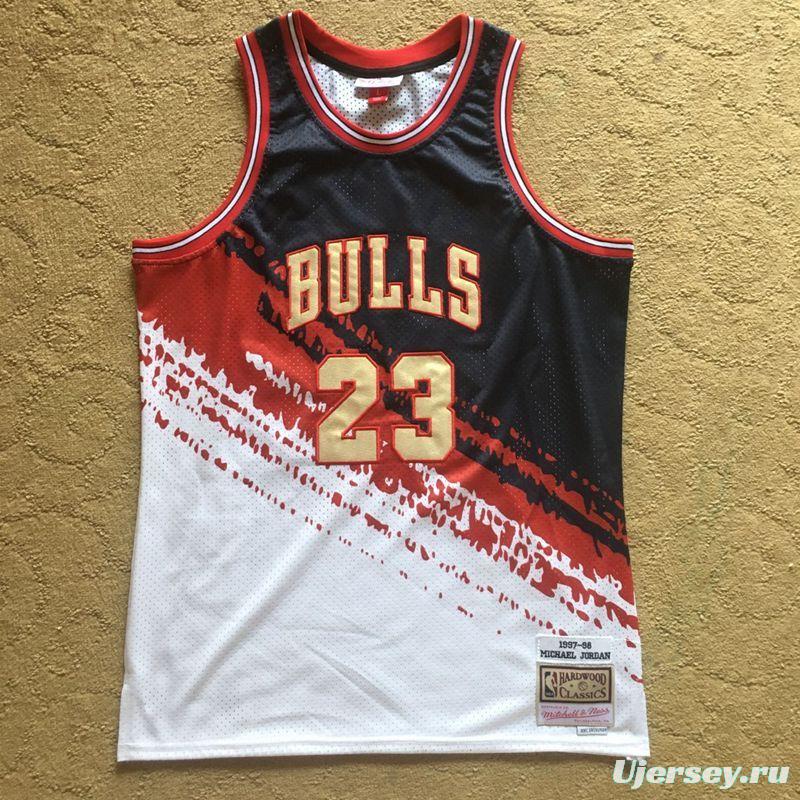 Men's Michael Jordan Black White And Red Retro Classic Team Jersey