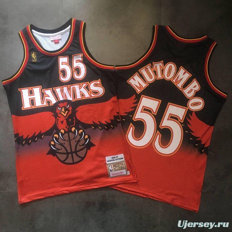 Men's Dikembe Mutombo Black And Red Retro Classic Team Jersey