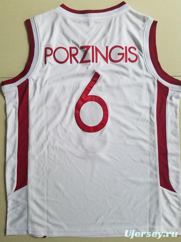 Kristaps Porzingis 6 Latvija White Basketball Jersey