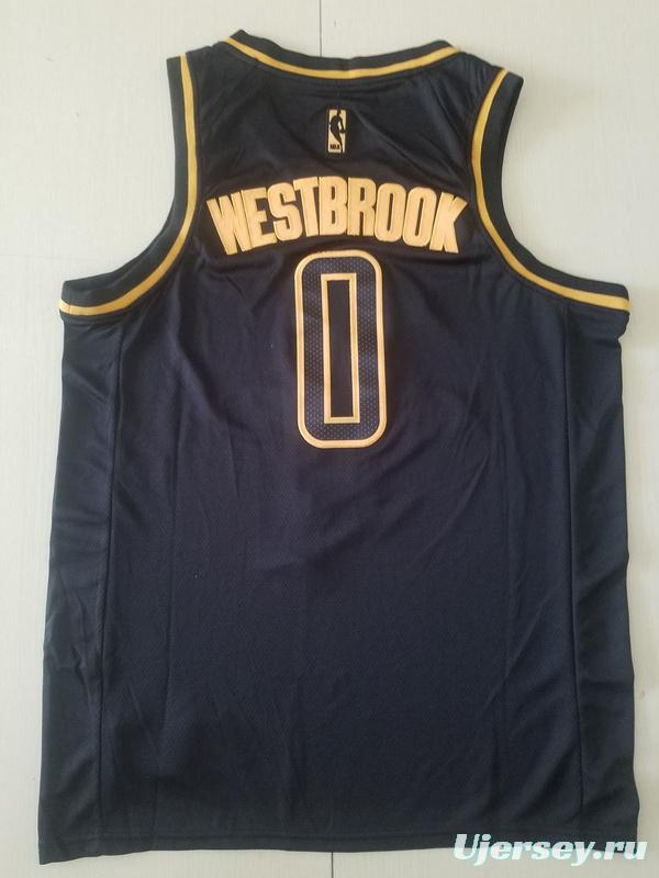 Russell Westbrook 0 Black Golden Edition Jersey