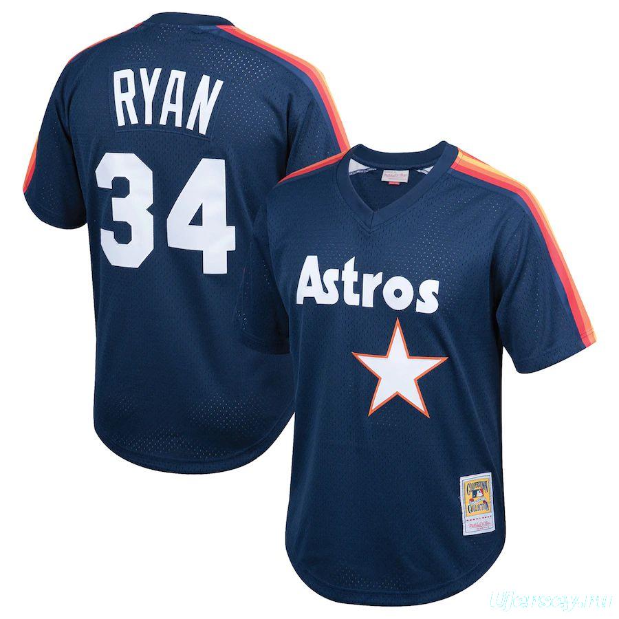 Youth Nolan Ryan Navy Cooperstown Collection Mesh Batting Practice Throwback Jersey