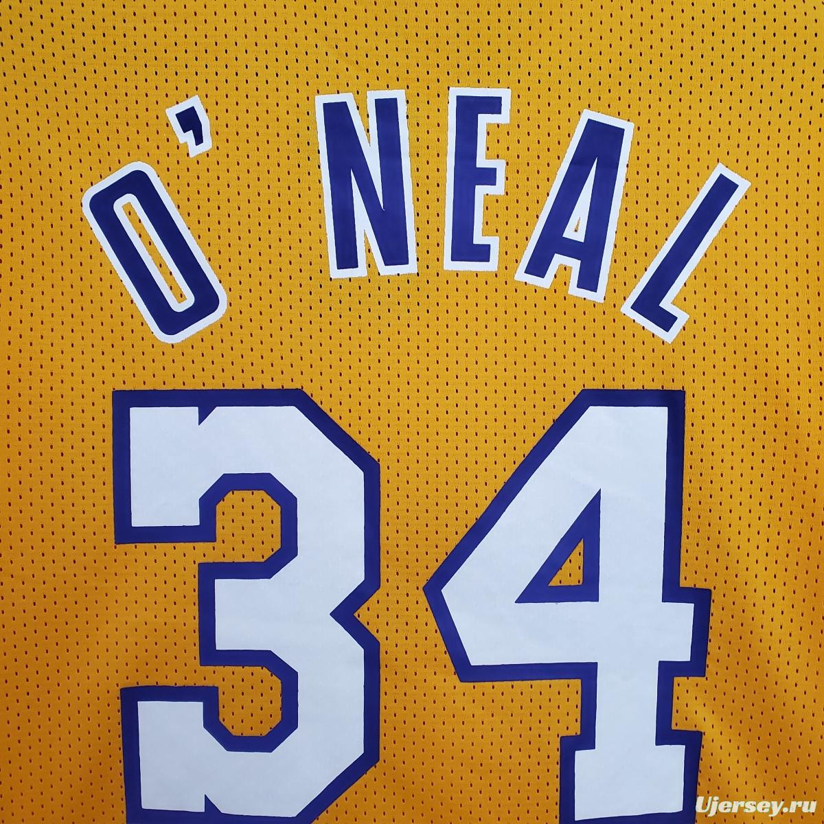 Mitchellness Lakers Yellow No. 34 O'Neial Retro Mesh Short Sleeve