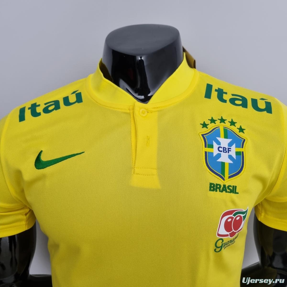 LOW NECK POLO BRAZIL YELLOW Soccer Jersey