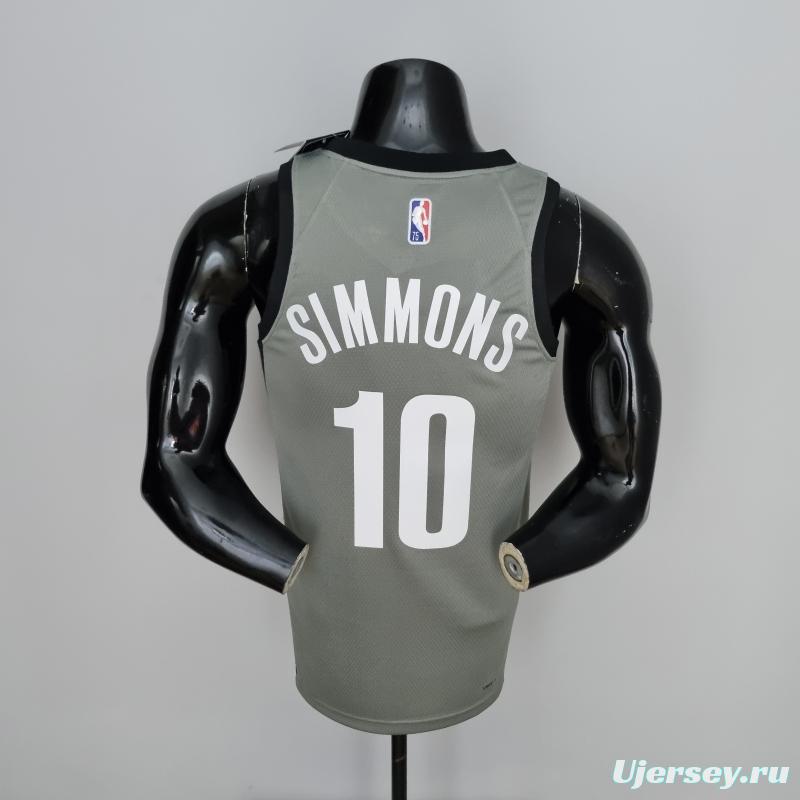 75th Anniversary Simmons #10 Brooklyn Nets City Edition Gray NBA Jersey