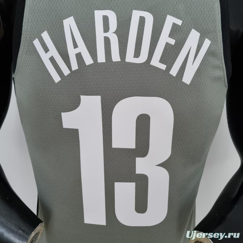 75th Anniversary Harden #13 Brooklyn Nets City Edition Gray NBA Jersey