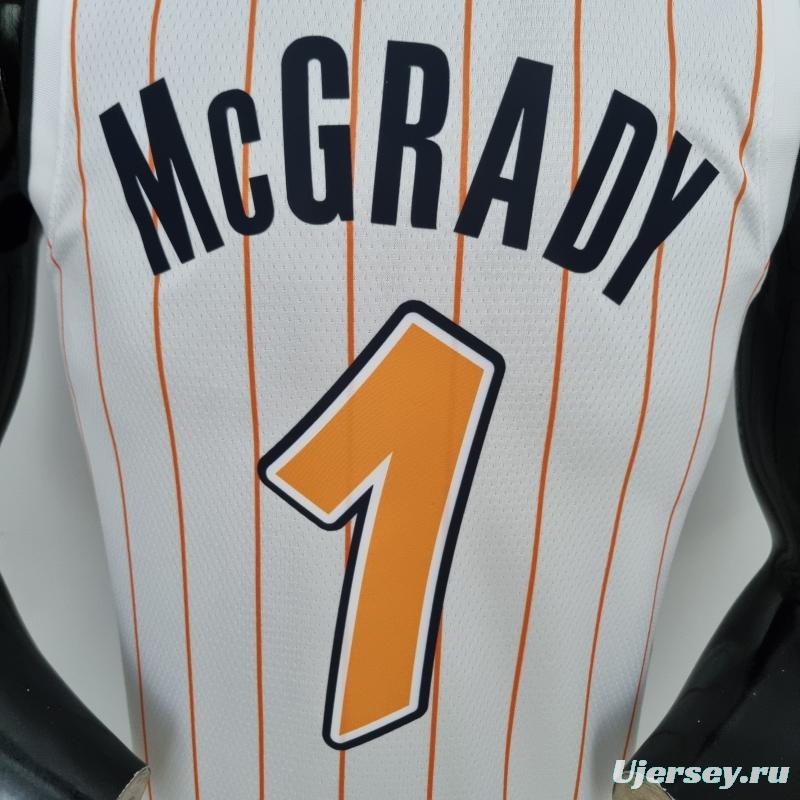 75th Anniversary Orlando Magic McGrady #1 White And Orange NBA Jersey